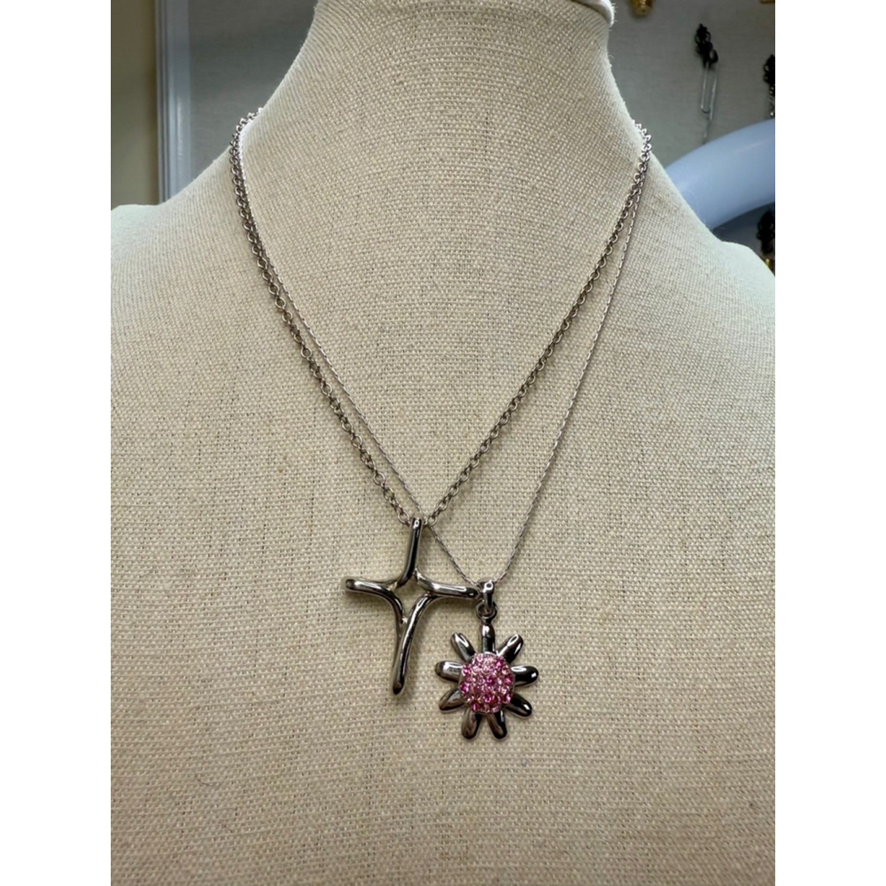Two Cookie Lee Silver‎ Tone Necklaces 18"